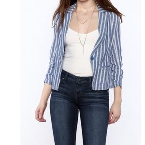 Love Tree | blue & white striped linen blazer | size M